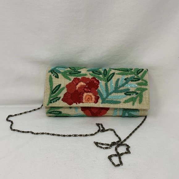 Unbranded Handbags - BEAUTIFUL - Hand Beaded Floral Pattern Clutch Purse